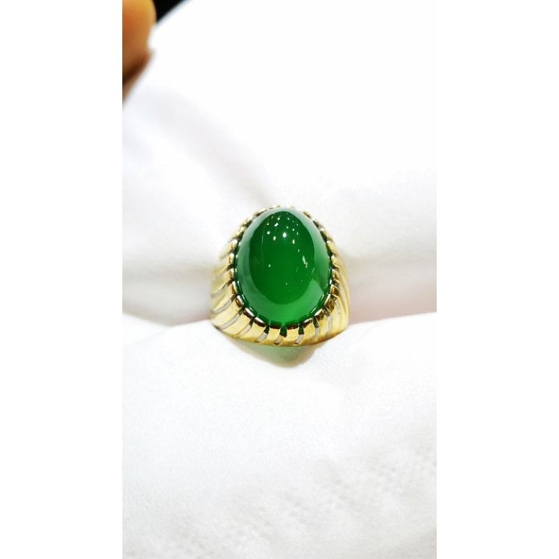 BATU CINCIN AKIK PERMATA CHRYSOPHRASE CHALCEDONY ASLI NATURAL RING GERMANIUM SUPER SIAP PAKAI