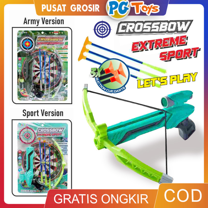 PGTOYS Mainan Crossbow Extreme Sport Shooting Set Pistol Busur Tembak Panah Panahan Anak Memanah