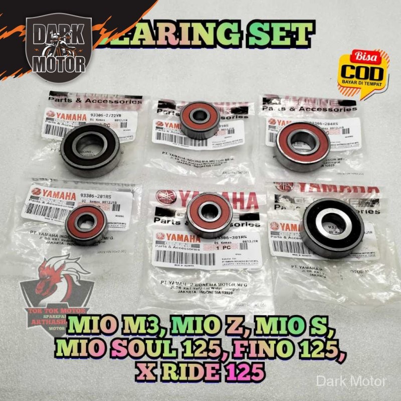 PAKET BEARING Rasio 2ph set 6 pcs UNTUK MOTOR MIO M3 , MIO Z , MIO S , MIO SOUL Gt 125 , FINO Fi Inj