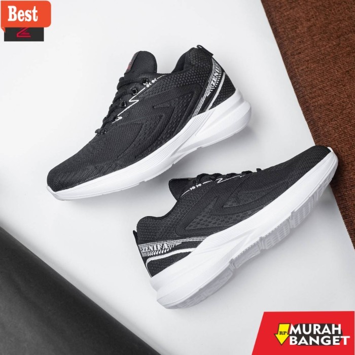 sepatu lari lokal terbaik 2025 Sepatu Sneakers Pria Sepatu Olahraga Pria Running Casual - Hitam Puti