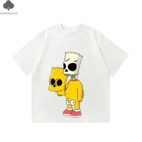 UNISEX TSHIRT WHITE SKULL BART SIMPSON size S-M-L-XL costum 24s