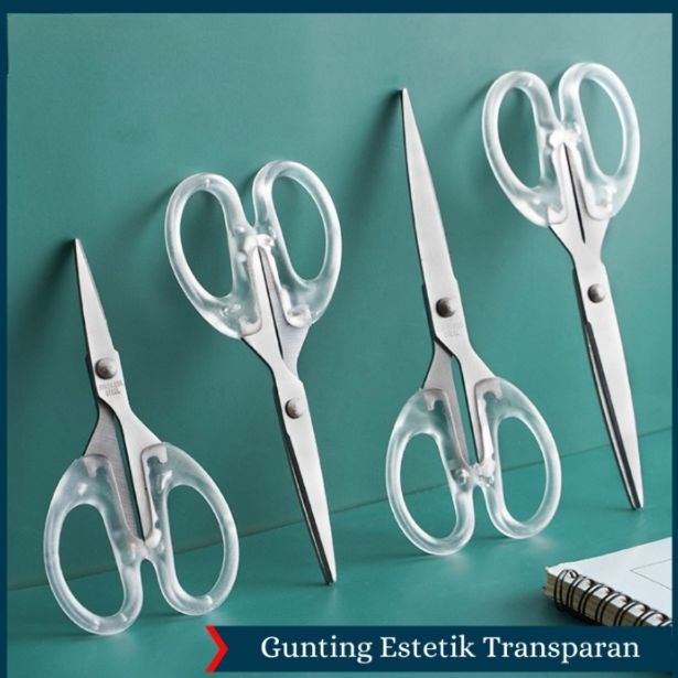 

Scissors GUNTING TRANSPARAN PERLENGKAPAN Alat tulis PEMOTONG KERTAS TALI