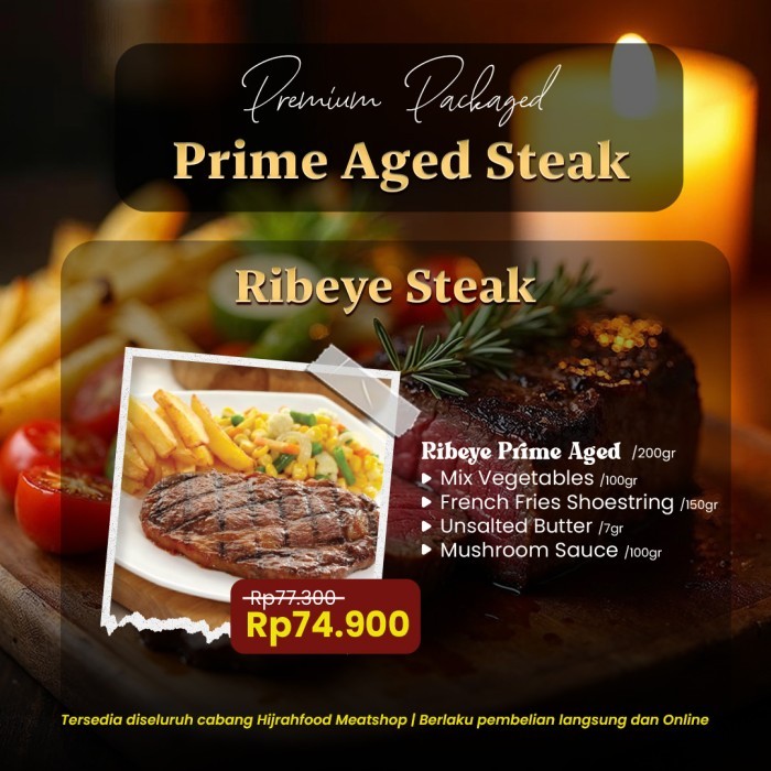 

Paket Bundling Steak Ribeye Prime Aged AUS Prime Cut Daging Rib-Eye Steak