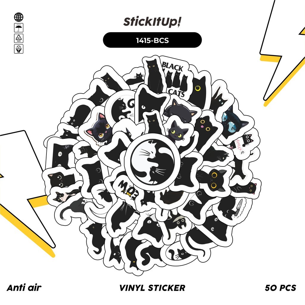 

COD 50 Pcs Stiker Black Cat Lucu Anti Air Untuk Dekorasi Notebook Sepeda Skateboard Handphone DIY