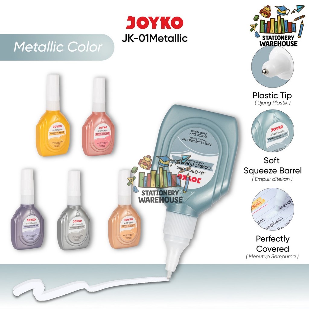 

Correction Fluid Cairan Koreksi Penghapus Cair Joyko JK-01 Metallic