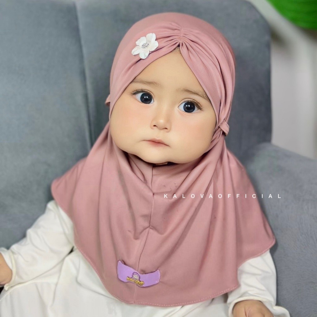 Hijab Bergo Anak Perempuan Kerut Tali Aqila Hijab Kerut Bunga