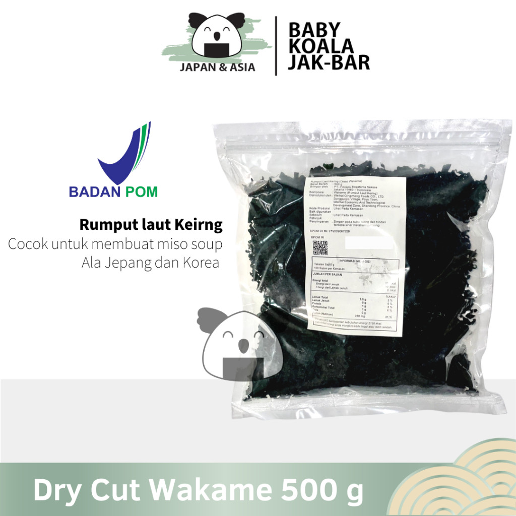 

DRY WAKAME Rumput Laut Kering 500 g │ Dried Cut Wakame Import for Miso Sup Ramen Udon – BKJ
