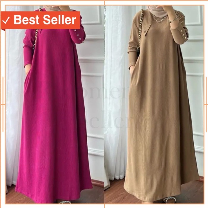 Busana Muslim Wanita Murah Keren Modis Cantik /GAMIS ENDIRA POLOS MAXY KNIT // GAMIS WANITA TERBARU 