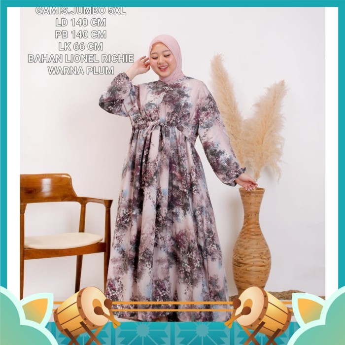 Gamis Kekinian Keren Murah Dress Cantik /Gamis Wanita Super Jumbo Muat Sampai Ld 140 Cm Motif Abstra