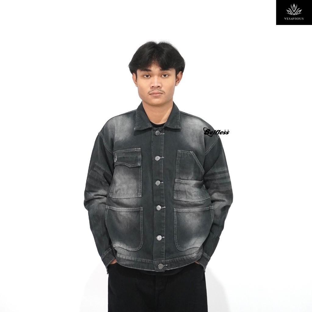 SELFLESDANDCARE - Charlies Jacket Carpenter - Jeans Jaket Lengan Panjang Pria Boxy Fit Pria