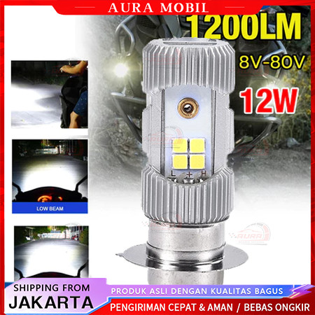 LAMPU DEPAN MOTOR LED -LAMPU LED 2SISI H6 ARUS DC P15D M5 BST BOHLAM LAMPU DEPAN MOTOR LED HS1 H4 12