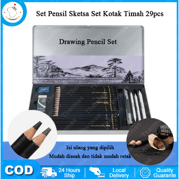 

Thermas Set 29 Alat Menggambar dan Membuat Sketsa Pensil Kotak Logam Pensil Menggambar dan Membuat Sketsa Pensil Menggambar Pemula