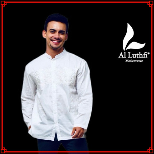 Baju Koko Putih Bersih Bordir Senada AL LUTHFI