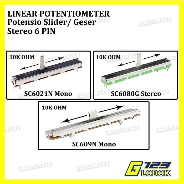Potentiometer Potensiometer Potensio Audio Mixer Slide Geser 10K OHM