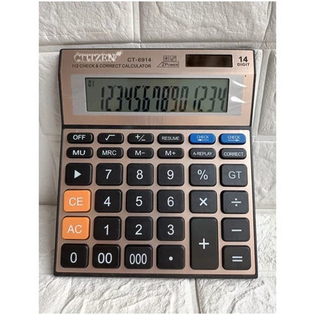 

KALKULATOR DESKTOP MEJA . CT-6914 / CALCULATOR 14 DIGIT CEK ULANG GTTTZEN 6914