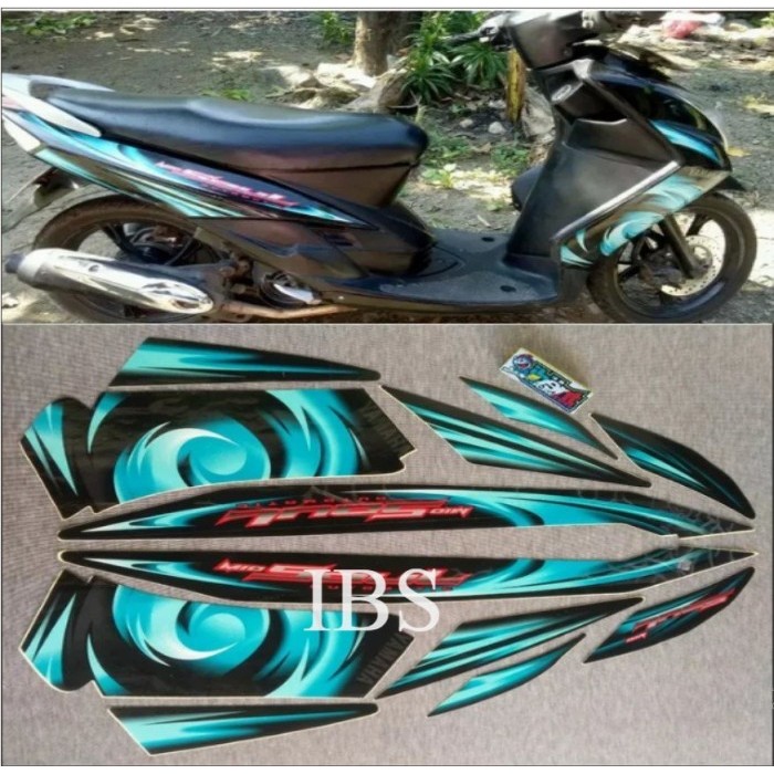 STRIPING MIO SOUL HITAM BIRU TAHUN 2007 STIKER ORI YAMAHA