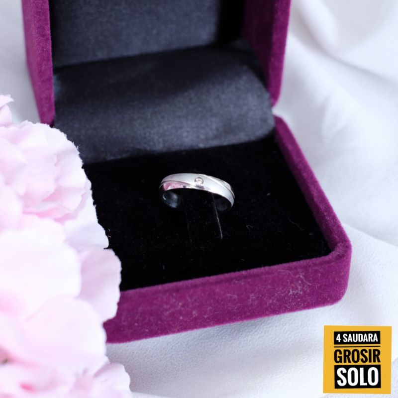 Cincin Titanium Permata Silver || Cincin Couple || Cincin Pasangan || Cincin tunangan