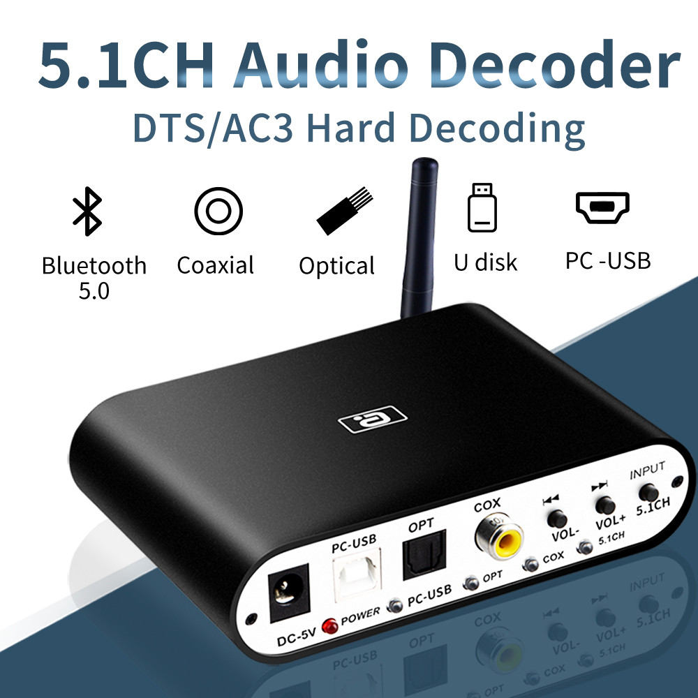 New DA615U 5.1CH Audio Decoder Bluetooth 5.0 Reciever DAC Wireless Audio Adapter Optical Coaxial U p