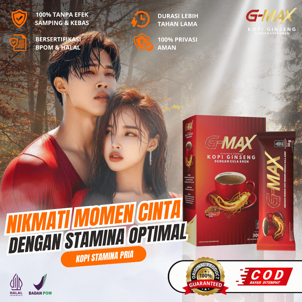 

KOPI G-MAX Kopi Stamina Gingseng Pilihan Dengan Gula Aren Tahan Lama Original Halal & Bpom (1 Box Isi 10 Sachet)