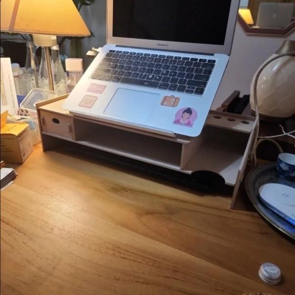 

AHHA Korean Aesthetic White Study Table Wood Desk Rack Organizer Pc Stand