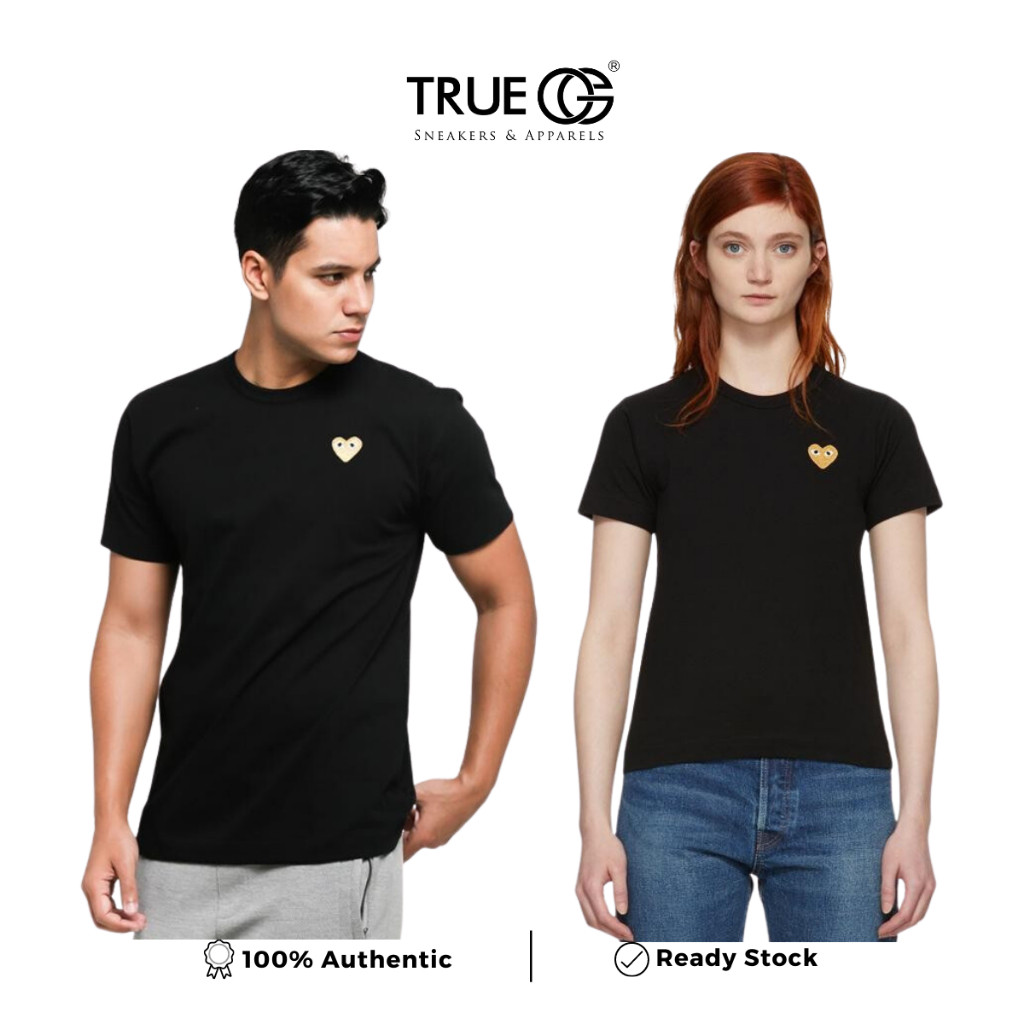 Comme De Garcons CDG Play "Gold Emblem" Black T-shirt Authentic