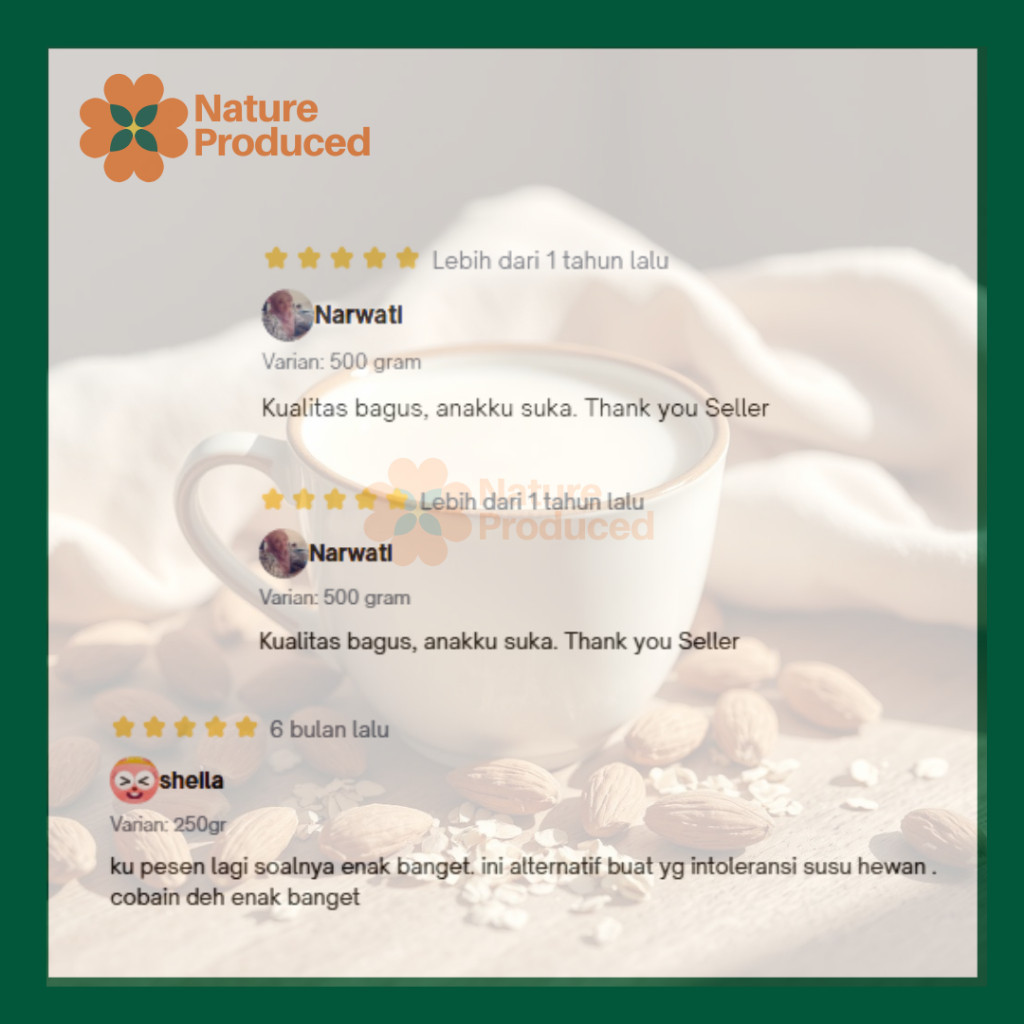 

SDF [Nature Produced] Almond Milk Powder Susu Almond Bubuk Alami - Kaya Vitamin E Bebas Laktosa