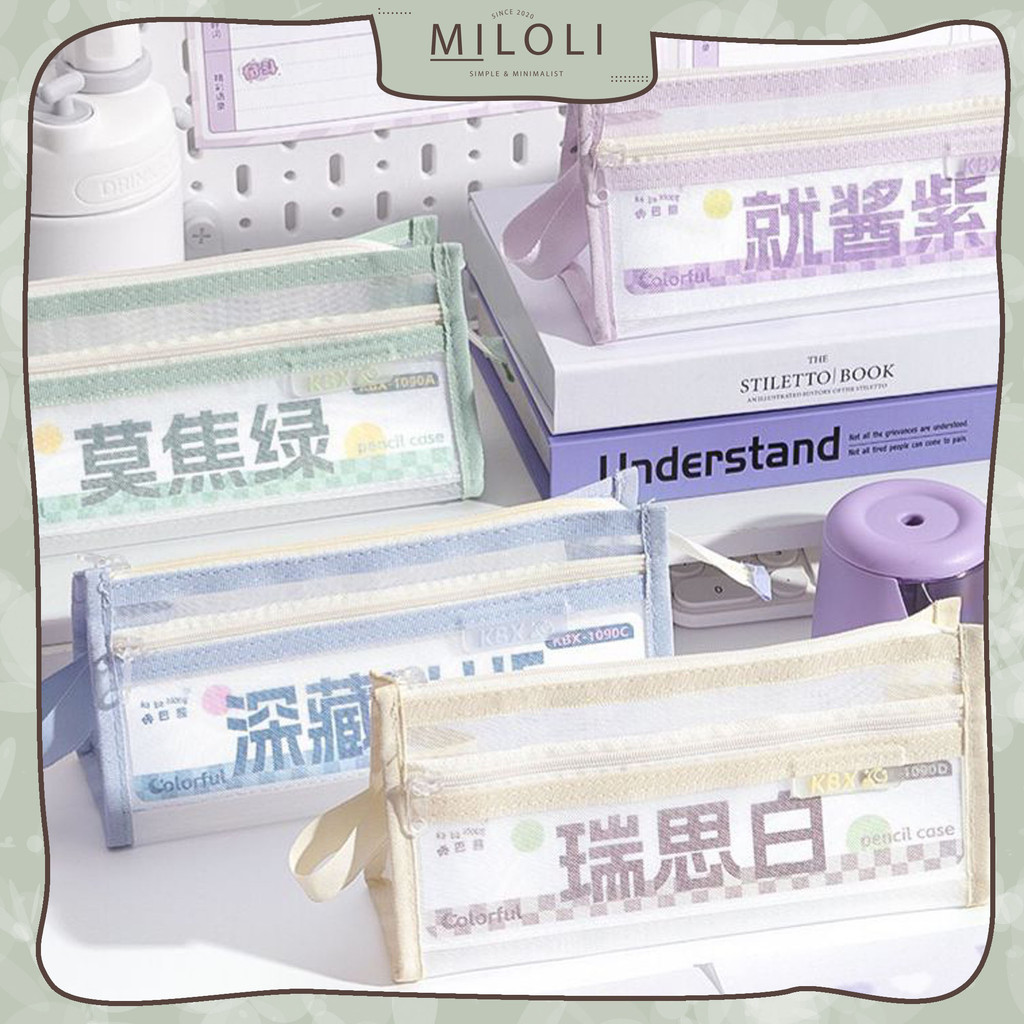 

[MILOLI] 1Pcs KOTAK PENSIL COLORFUL TRANSPARANT 2 Layers Large Capacity Kotak Pensil Aesthetic Tempat Pensil - F0365