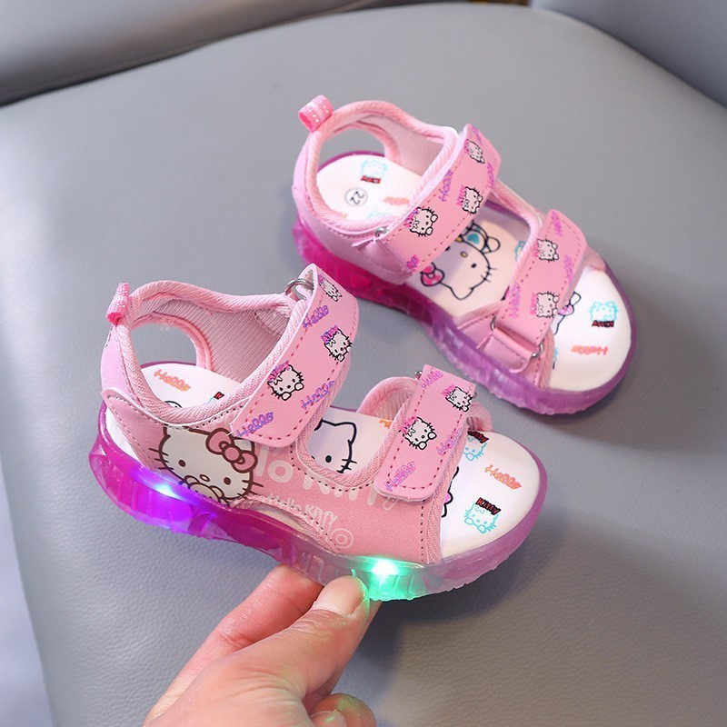 BEBEHOUSE Sandal sepatu gunung anak perempuan cewek lampu LED cewe untuk usia 1-4 tahun