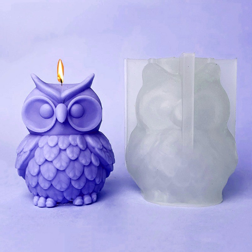 

Cute Owl Silicone Candle Molds 3D Owl Soap Plaster Resin Crafts Casting Mold DIY Handmade Animal Chocolate Ice Cake Baking Tool