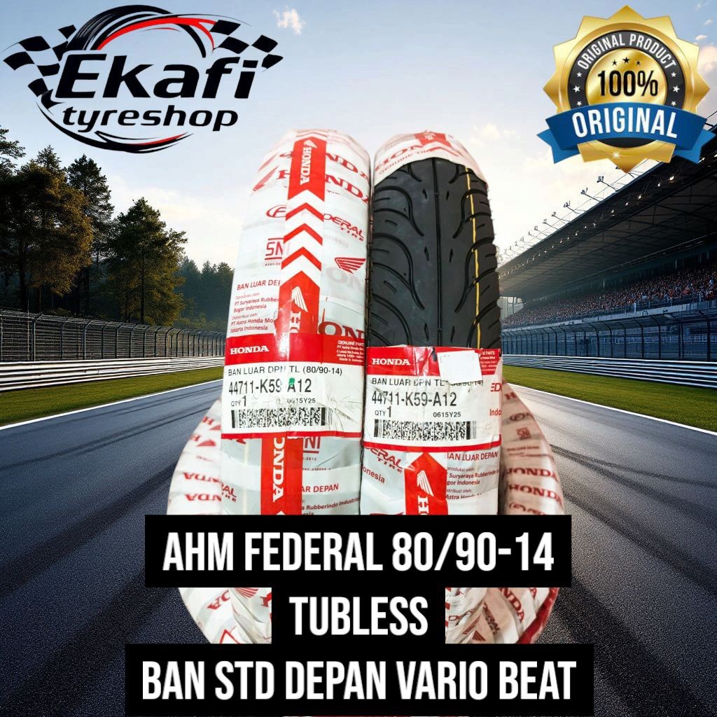 BAN TUBLESS ORIGINAL MOTOR AHM FEDERAL 80/90-14 BAN DEPAN VARIO BEAT DLL