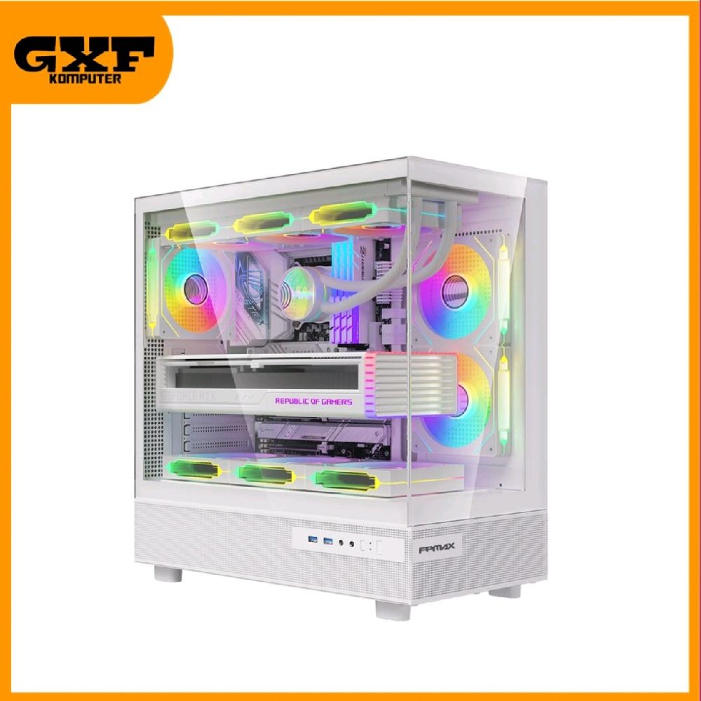 Casing FPMAX Crystal Z8 Floe White - ATX - Include 3 Fan