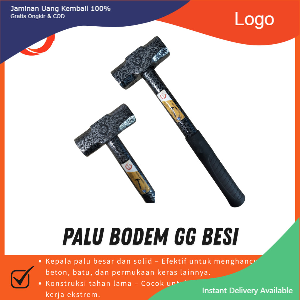 RUSH Palu Bodem GG Besi – Palu Besar Penghancur Beton & Batu 2 3 4 lbs