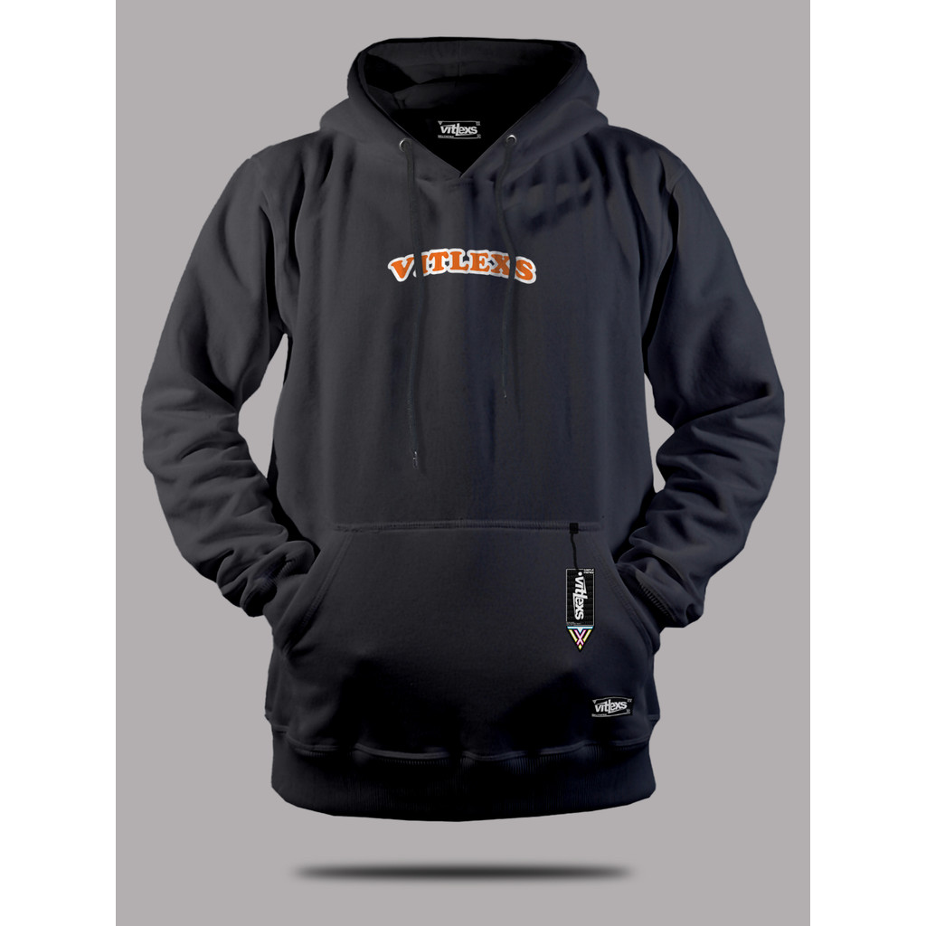 Vitlexs Hoodie Big Font Black Jaket Hoodie Simple Original Terbaru 2024 Suiter Cowok Murah Hoodie