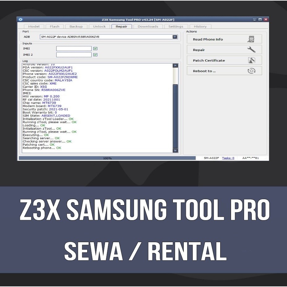 RENTAL Z3X SAMSUNG TOOL PRO