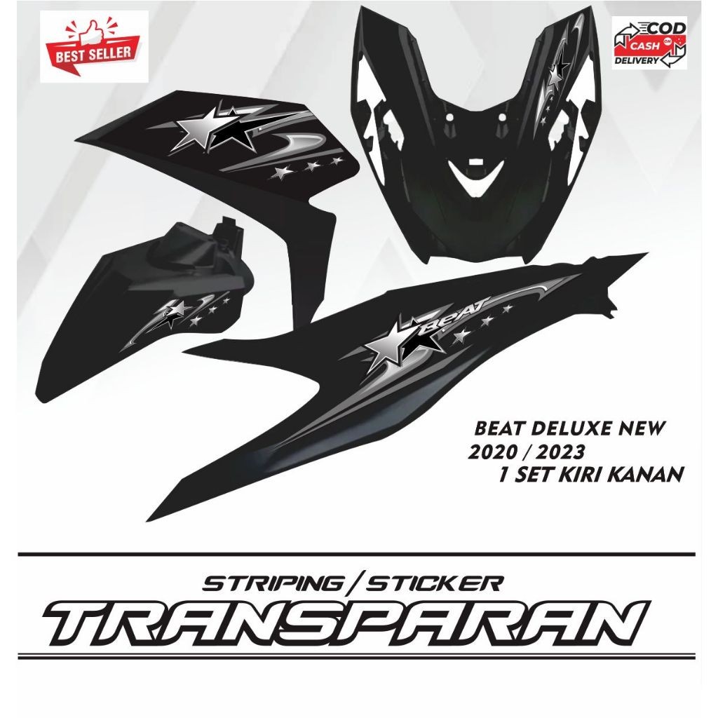 STIKER POLET STRIPING TRANSFARAN MOTIF KEREN VARIASI MOTOR HONDA BEAT DELUXE BEAT 2021