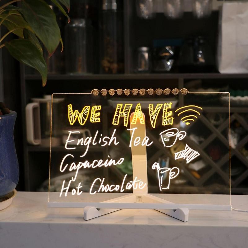 

Light Up Dry Erase Board LED Letter Message Board With 7 Colorful Pens with Light Acrylic Drawing Board for Office School Home