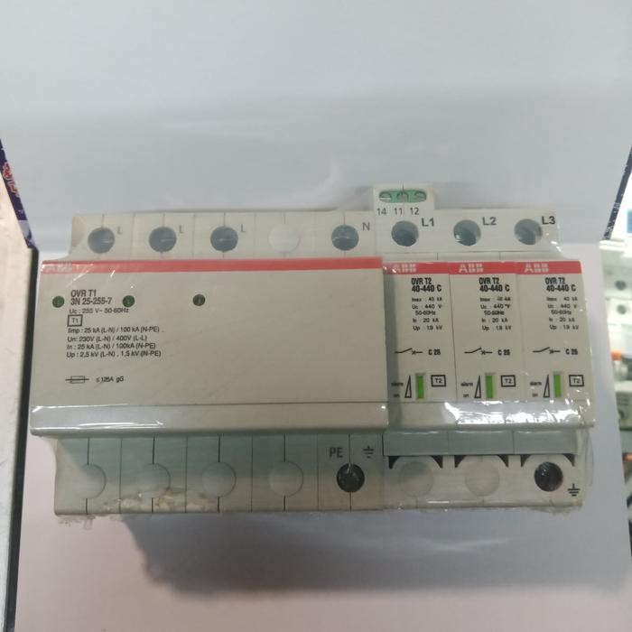 

Surge arrester ABB OVR T2 40-440 C + OVR T1 3N 25-255-7