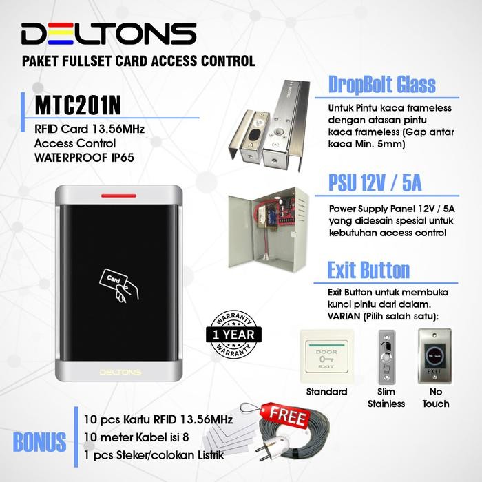 

Door Akses Access Control 13.56MHz RFID Card Waterproof Outdoor - Dropbol Gap 5mm, Standar Exit