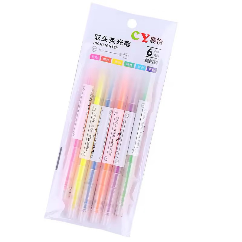 

( 1set isi 6 pcs ) Stabilo 2 sisi Pastel Diary pen Warna spidol Highlighter Marker