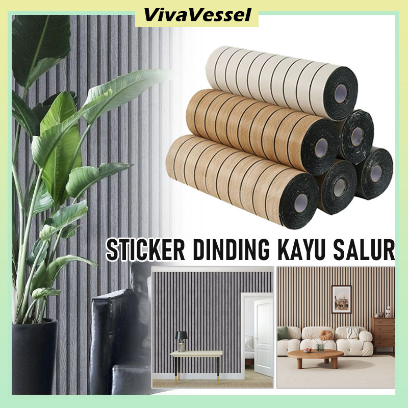 Dinding Motif Kayu Panel Lis/Wallpaper Dinding Elegan Panel Kayu Pvc/Wallpaper Dinding Motif Garis