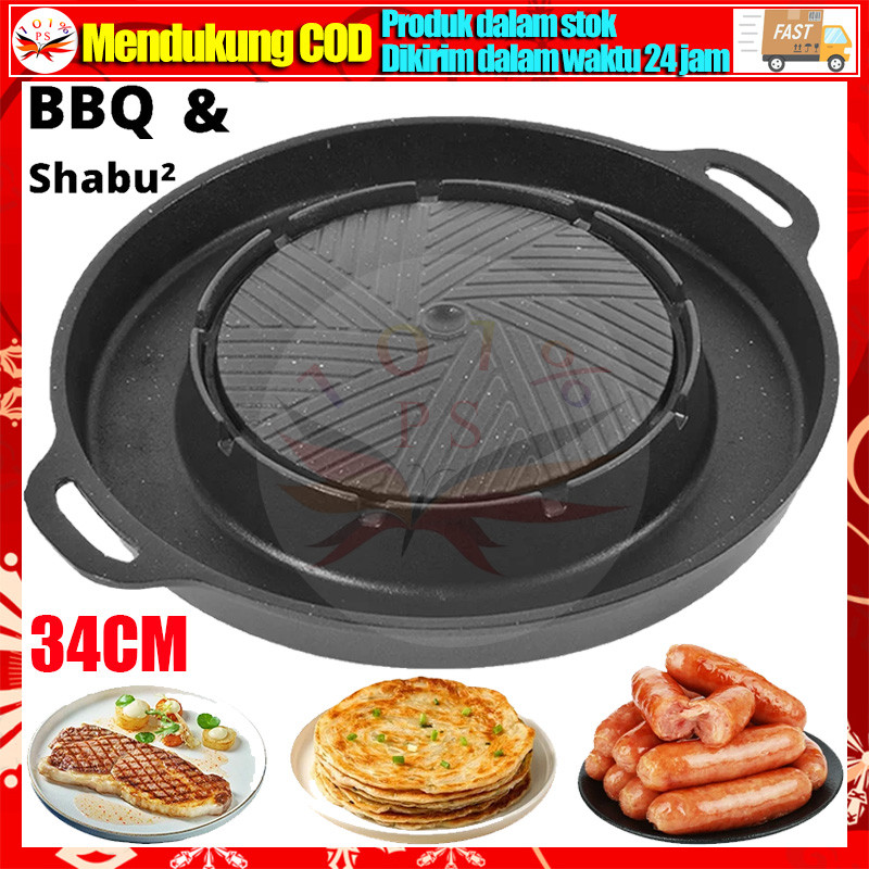 BBQ Plate Korean / Grill Pan Korea Barbecue Multifungsi Alat Steamboat Shabu Hot Pot Grill Pan Pangg