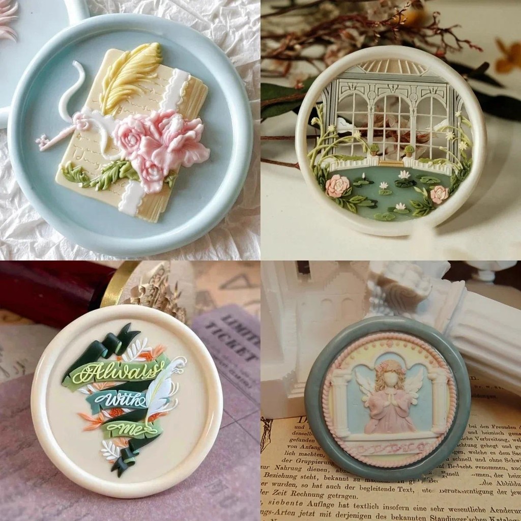 

New Fire Seal Seal Head Multi-Layer Precision Carving Diy Hand Ledger Embossed Brass Head Envelope Seal Children'S Stamp Toy