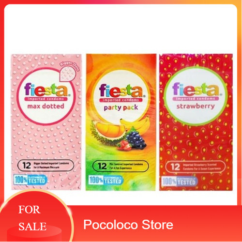 Paling Baru Di Toko Kami (BISA COD)~  FIESTA KONDOM - 1 Pack isi 12 pcs Strawberry Max Dot Party