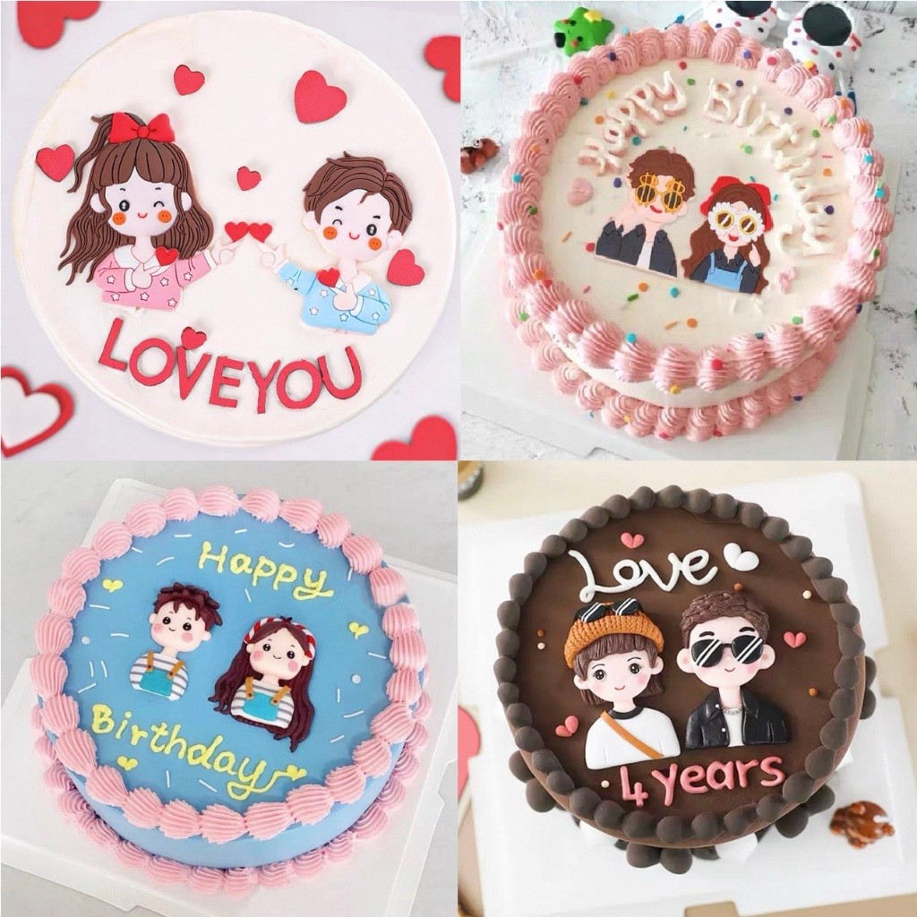 (HARGA 1PCS BUKAN SEPASANG) CAKE TOPPER EDISI BOY AND GIRL BAHAN SILIKON CLAY tusukan dekorasi hiasa