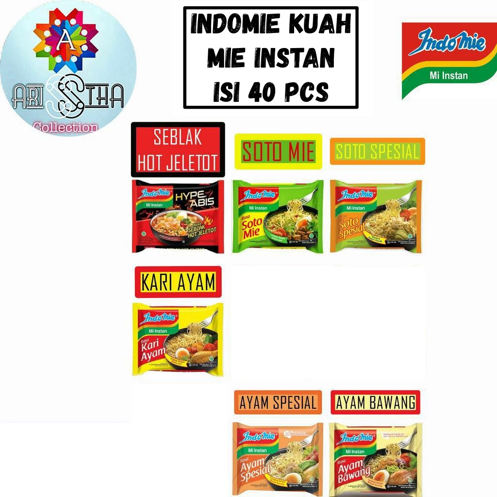 

Indomie Rebus Kuah aneka varian Isi 40 Pcs 1 Dus