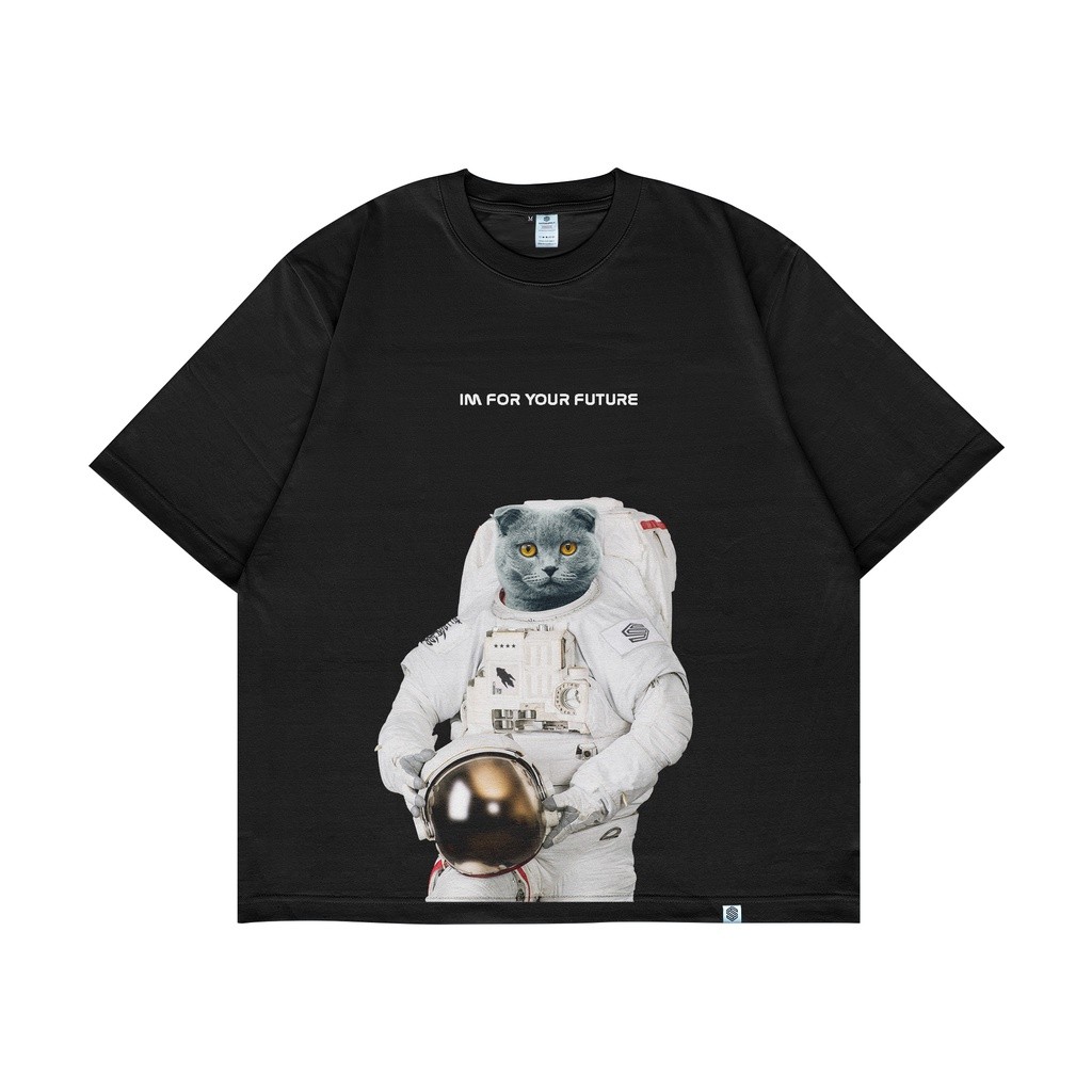 Kaos Oblong Dengan Cetak Kucing Astronot