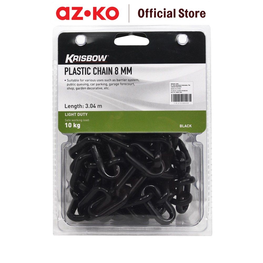 AZKO Krisbow Rantai Dekorasi Plastik 0.8 cm 3 mtr - Hitam Chain Aksesoris Pengikat Serbaguna Alat Pe