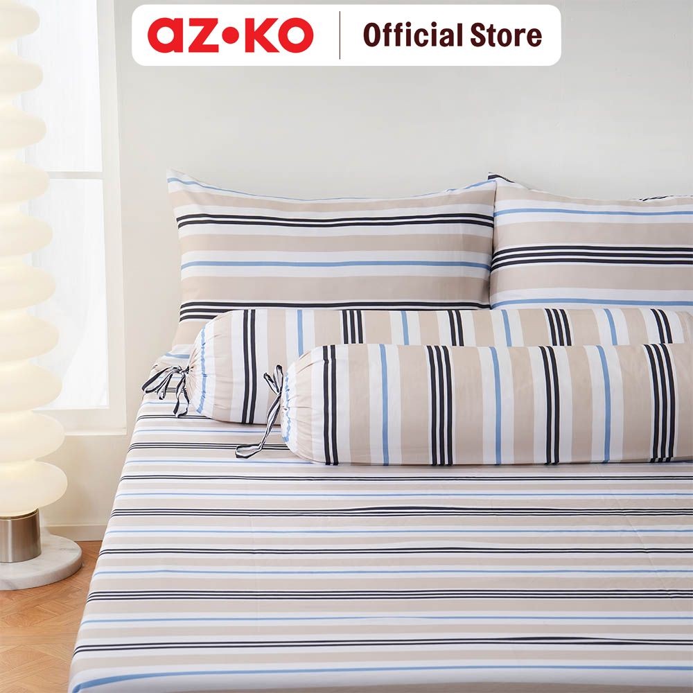AZKO Sleeplite Set Seprai Microfiber Stripe Jesse Sprei Seprai Aesthetic Seprei Sheet Set Bed Sheet 