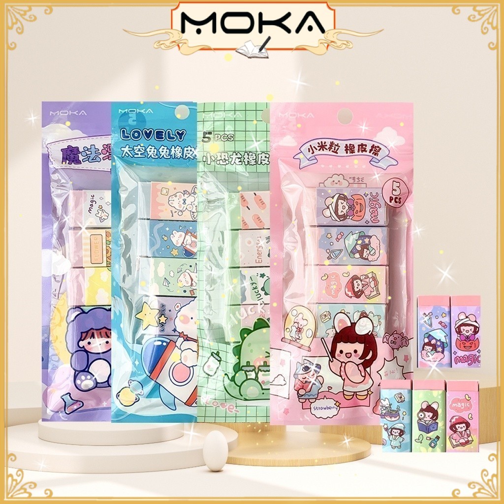 

MOKA 1 SET 5 PCS PENGHAPUS PENSIL MOTIF LUCU IMUT / ERASER PENCIL MKA131A