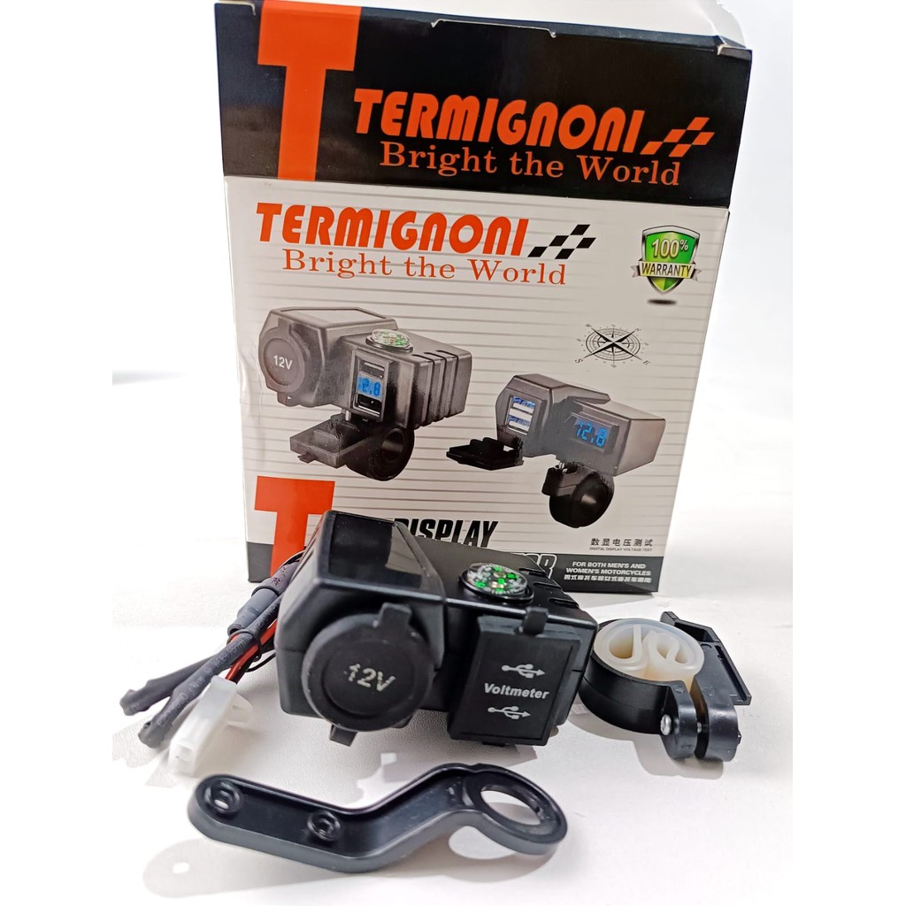 Charger HP USB Voltmeter Digital Charger USB Plus Display Tambahan Aki Termignoni Universal Motor Mo